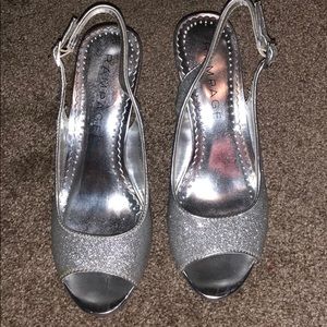 Silver glitter heels